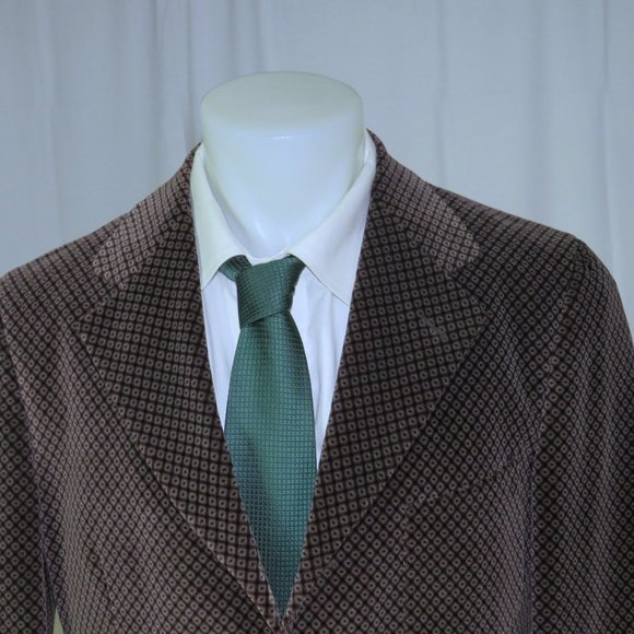 Romeo Gigli Geometric Foulard Brown Velvet Vintage Three Button Blazer 40R - Picture 3 of 11